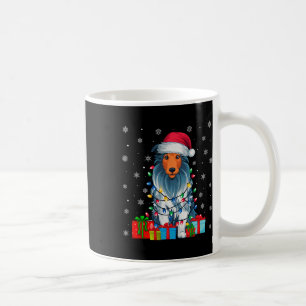 Dog Ugly Xmas Lights Santa Hat Bearded Collie Dog Coffee Mug