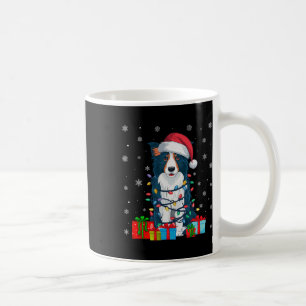Dog Ugly Xmas Lights Santa Hat Border Collie Dog C Coffee Mug