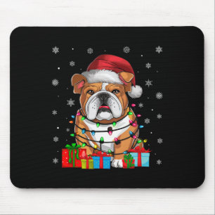 Dog Ugly Xmas Lights Santa Hat English Bulldog Chr Mouse Pad