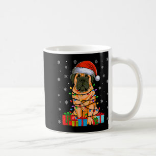 Dog Ugly Xmas Lights Santa Hat English Mastiff Dog Coffee Mug