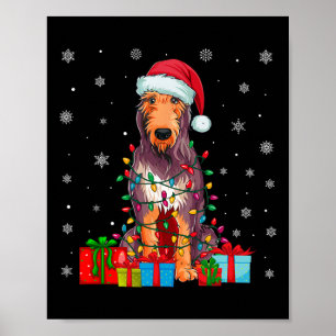 Dog Ugly Xmas Lights Santa Hat Irish Wolfhound Dog Poster