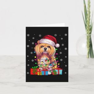 Dog Ugly Xmas Lights Santa Hat Lhasa Apso Dog Chri Card