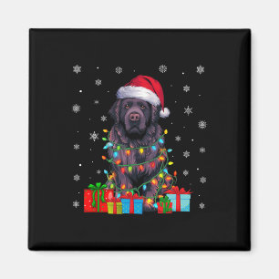 Dog Ugly Xmas Lights Santa Hat Newfoundland Dog Ch Magnet