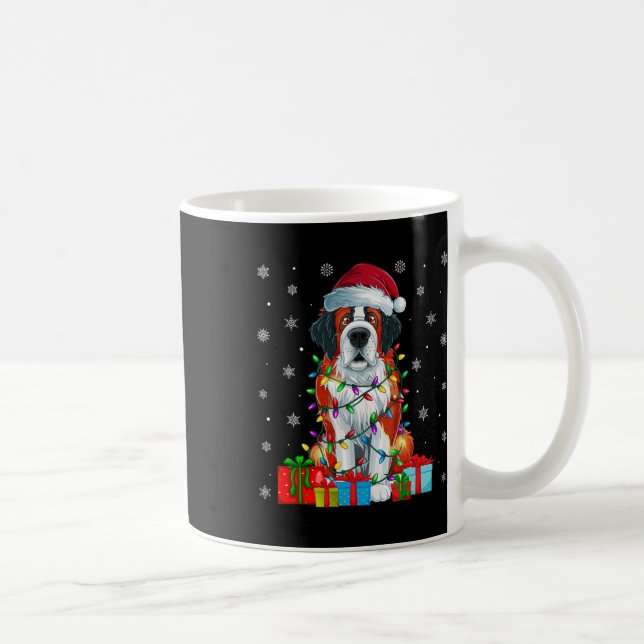 Dog Ugly Xmas Lights Santa Hat Saint Bernard Dog C Coffee Mug (Right)