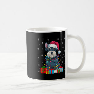 Dog Ugly Xmas Lights Santa Hat Schnauzer Dog Chris Coffee Mug