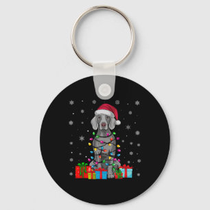 Dog Ugly Xmas Lights Santa Hat Weimaraner Dog Chri Keychain