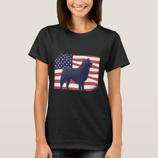 Dog USA Flag Design T-Shirt (Front)