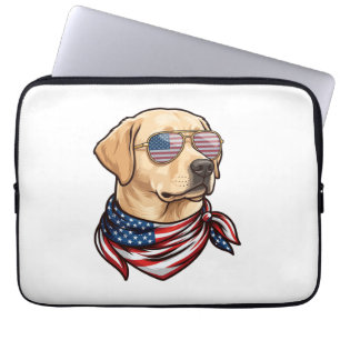 Dog Usa Flag Sunglasses Bandana Laptop Sleeve