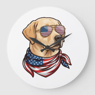 Dog Usa Flag Sunglasses Bandana Large Clock
