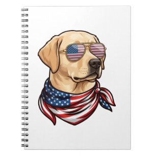 Dog Usa Flag Sunglasses Bandana Notebook