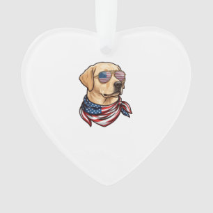 Dog Usa Flag Sunglasses Bandana Ornament