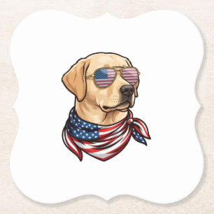 Dog Usa Flag Sunglasses Bandana Paper Coaster