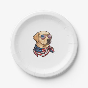 Dog Usa Flag Sunglasses Bandana Paper Plate