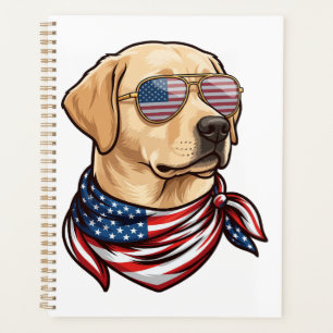 Dog Usa Flag Sunglasses Bandana Planner