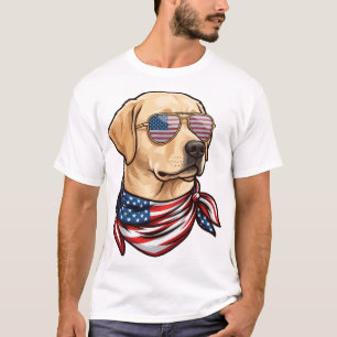 Dog Usa Flag Sunglasses Bandana T-Shirt