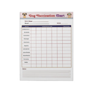 Dog Vaccination Chart Notepad