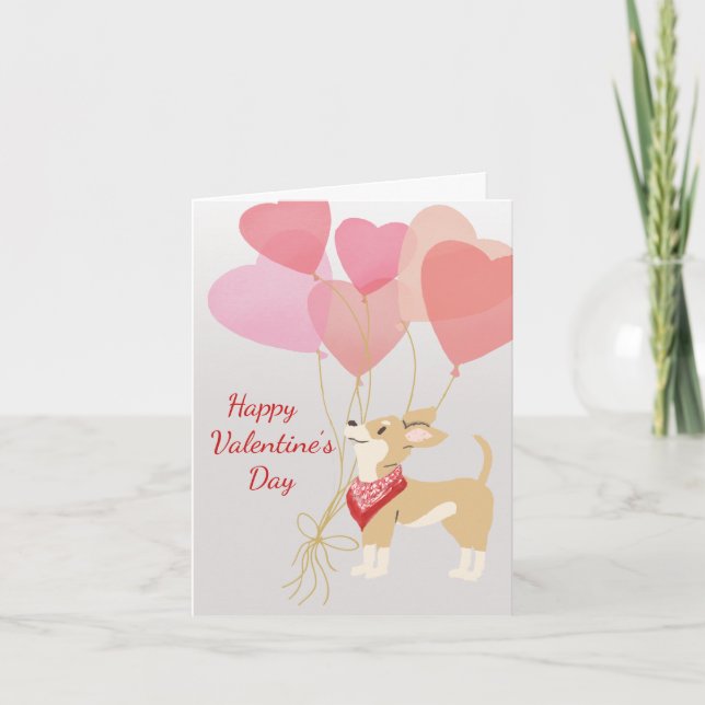Dog Valentine Card From Chihuahua Red Balloons (Front)
