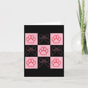 Dog Valentine Coquette Bow Dog Paw Heart Valentine Card
