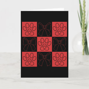 Dog Valentine Coquette Bow Dog Paw Heart Valentine Card