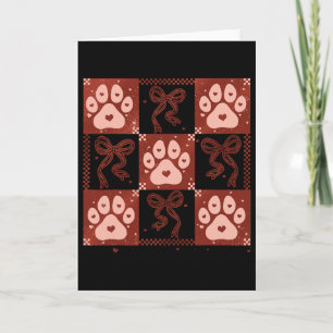 Dog Valentine Coquette Bow Dog Paw Heart Valentine Card