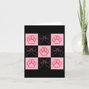 Dog Valentine Coquette Bow Dog Paw Heart Valentine Card