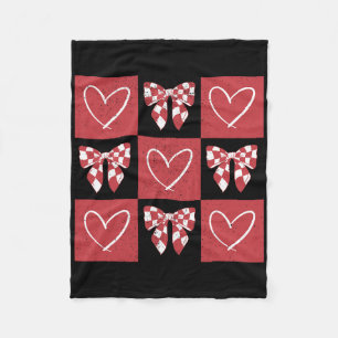 Dog Valentine Coquette Bow Dog Paw Heart Valentine Fleece Blanket