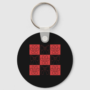Dog Valentine Coquette Bow Dog Paw Heart Valentine Keychain