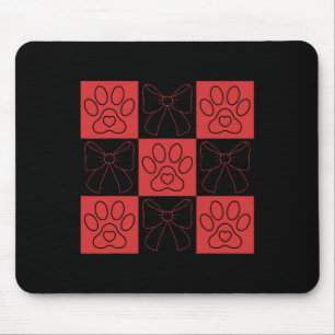 Dog Valentine Coquette Bow Dog Paw Heart Valentine Mouse Pad