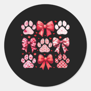 Dog Valentine Coquette Cute Dog Paw Print Heart Co Classic Round Sticker