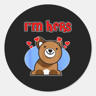 Dog Valentine Couple Design For Men - Im Hers Classic Round Sticker
