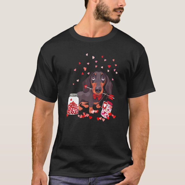 Dog Valentine Cute Dachshund Valentine's Day  1 T-Shirt (Front)