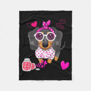Dog Valentine Gift Cute Dachshund Valentines Day F Fleece Blanket