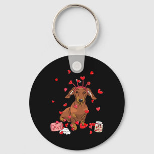 Dog Valentine Gift Cute Dachshund Valentine's Day Keychain