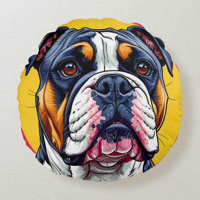 Dog Vector Illustration Round Pillow (Front)