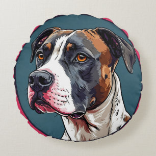 Dog Vector Illustration Round Pillow