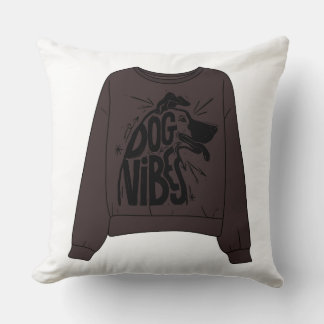 Dog Vibes Vintage Brown Sweatshirt Vector Throw Pillow