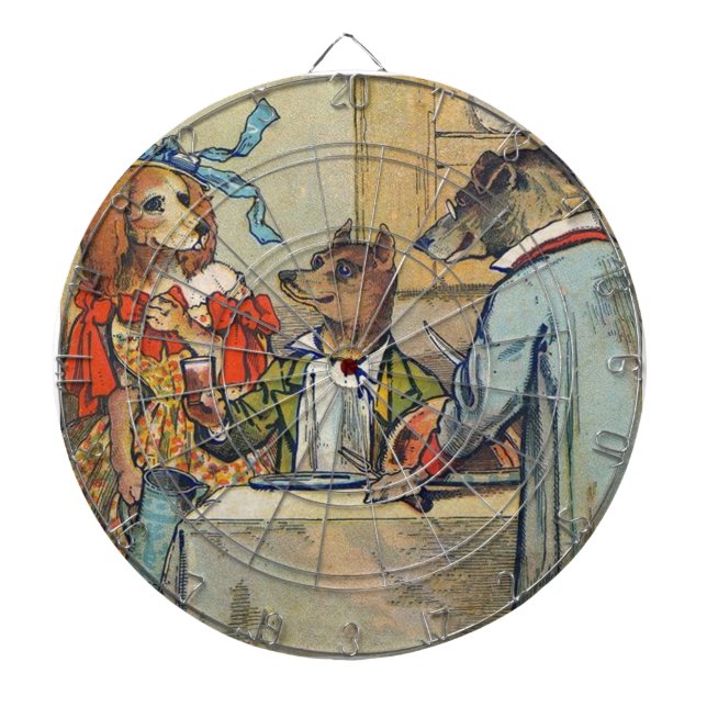 Dog Victorian Dinner Dress Doggy Dartboard (Front)