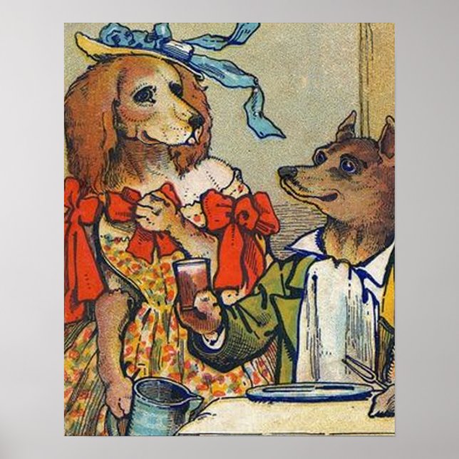 Dog Victorian Dinner Dress Doggy Poster (Front)