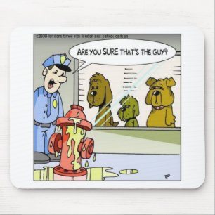 Dog Vs Hydrant Police Line Up Funny Gifts & Tees Mouse Pad