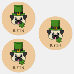 Dog w Hat and Shamrock St Patrick's Personalize