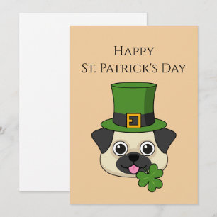 Dog w Hat and Shamrock St Patrick's   Personalize Holiday Card