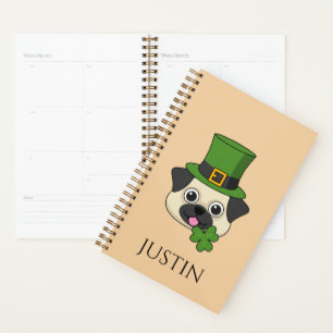 Dog w Hat and Shamrock St Patrick's Personalize Planner