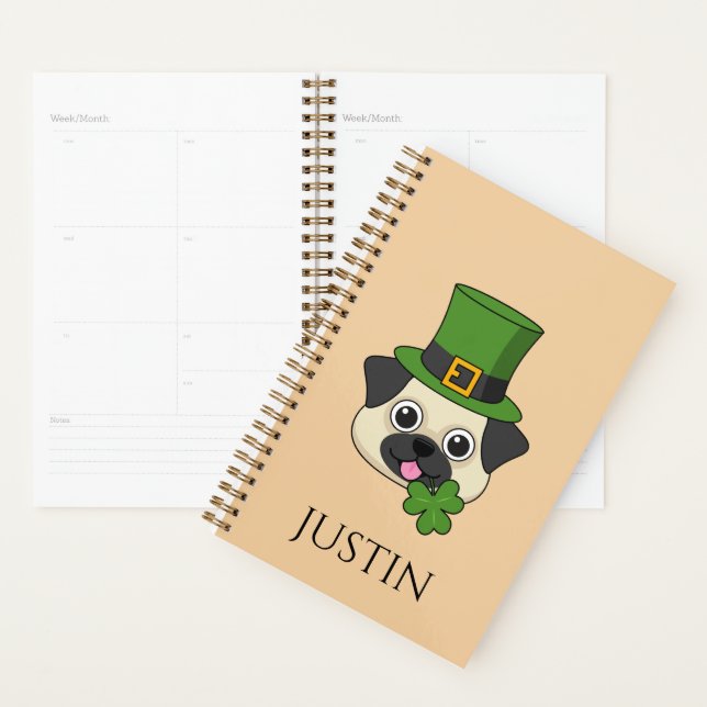 Dog w Hat and Shamrock St Patrick's | Personalize Planner (Display)