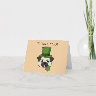 Dog w Hat and Shamrock St Patrick's   Personalize Thank You Card