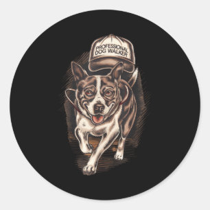 Dog Waking Professional Dog Walker Hat Graphic  Classic Round Sticker
