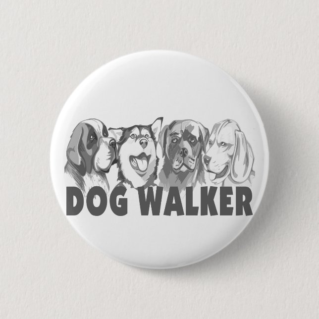 Dog Walker 2 Inch Round Button (Front)