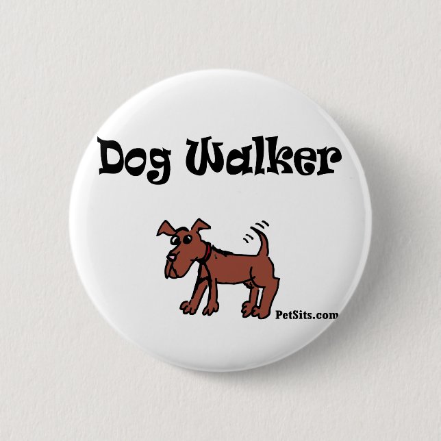 Dog Walker 2 Inch Round Button (Front)