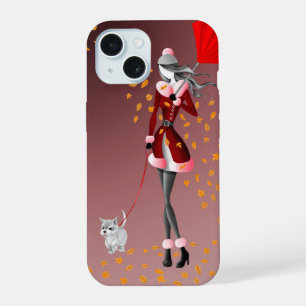 Dog Walker & Autumn Leaves iPhone Case