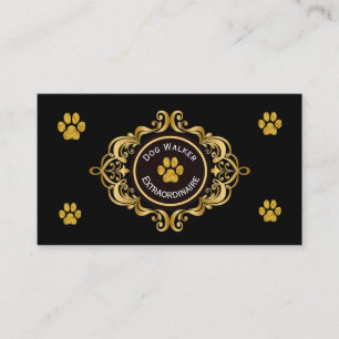 Dog Walker Business Card with Golden Paw Print