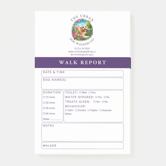 Dog Walker Client Feedback Form Cockapoo Logo Post-it Notes (Front)